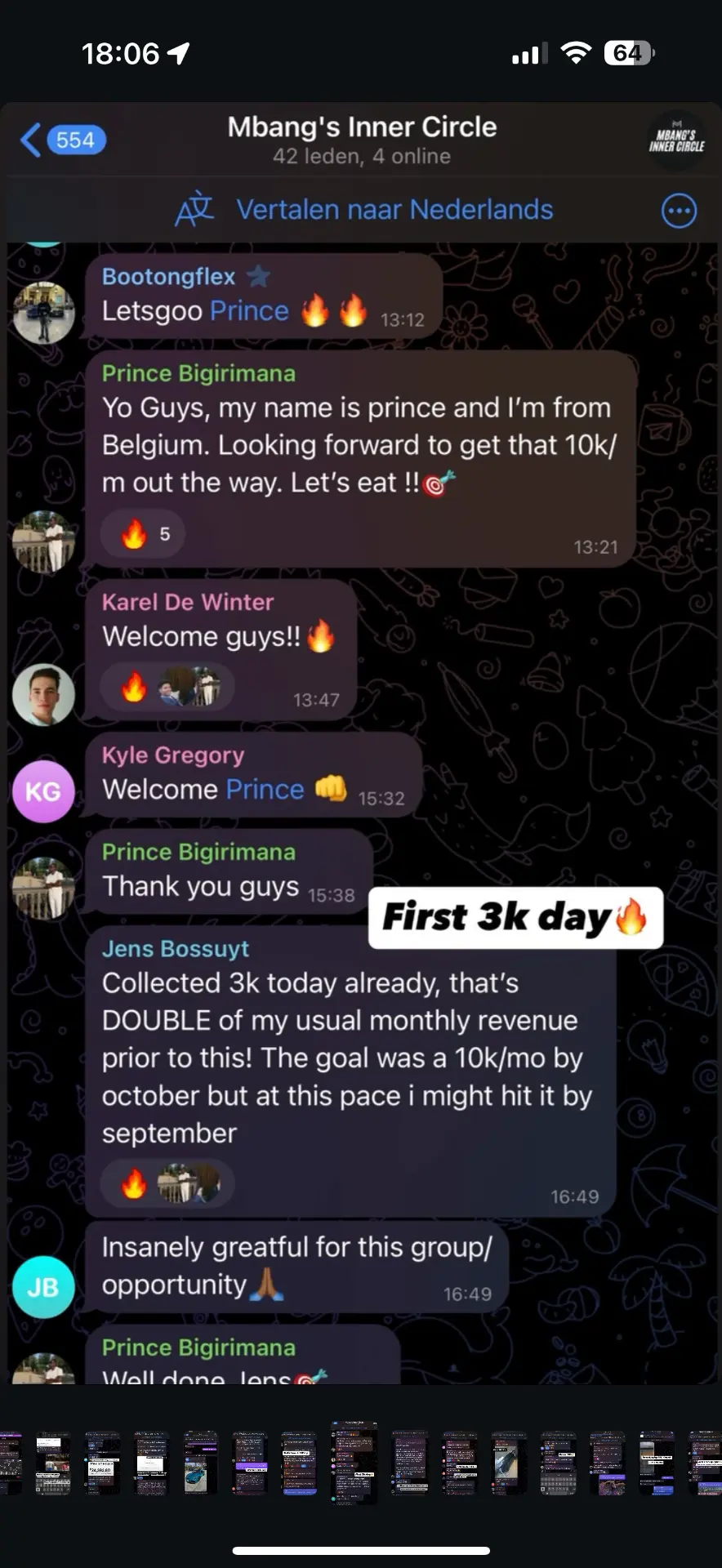 Student result — first $3k day