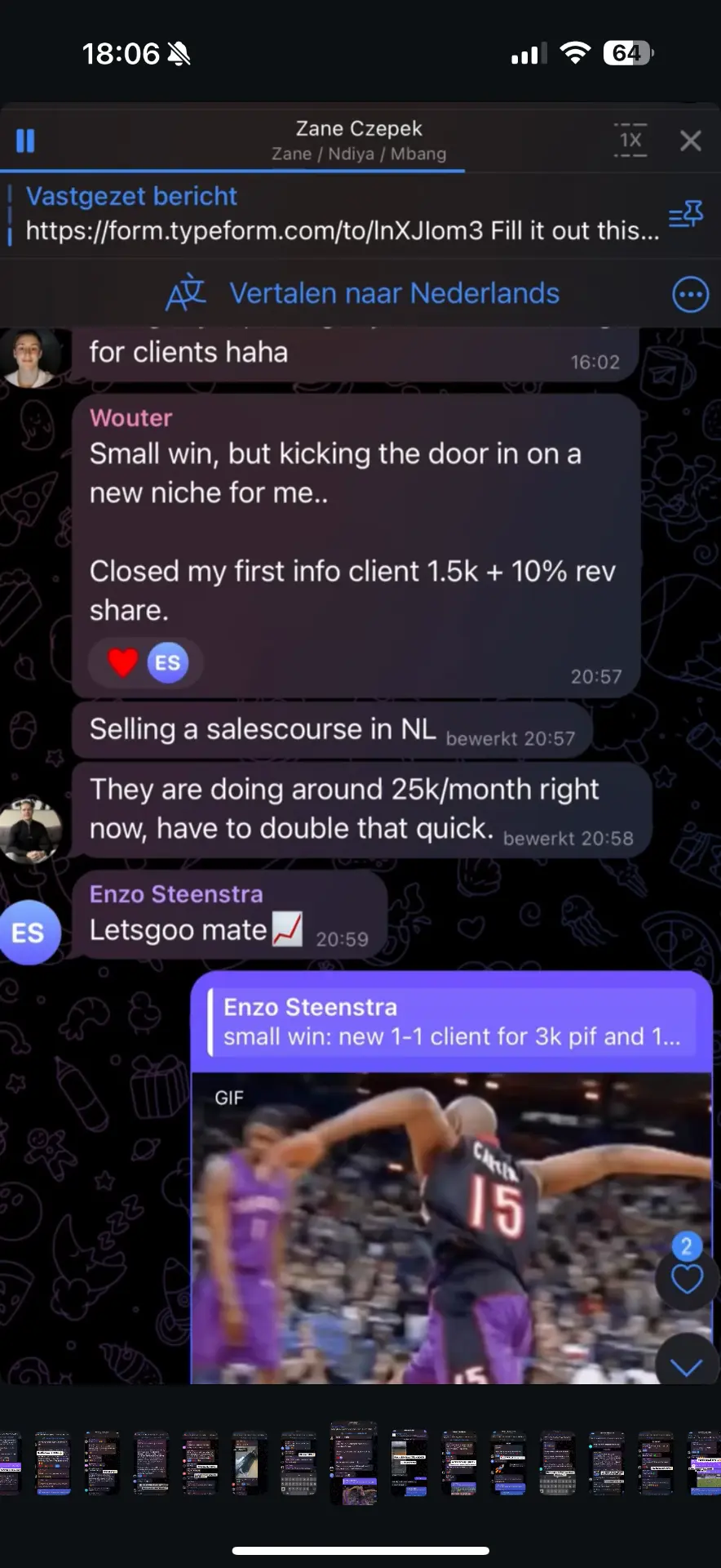 Student result — first info client 1.5k + 10% rev share