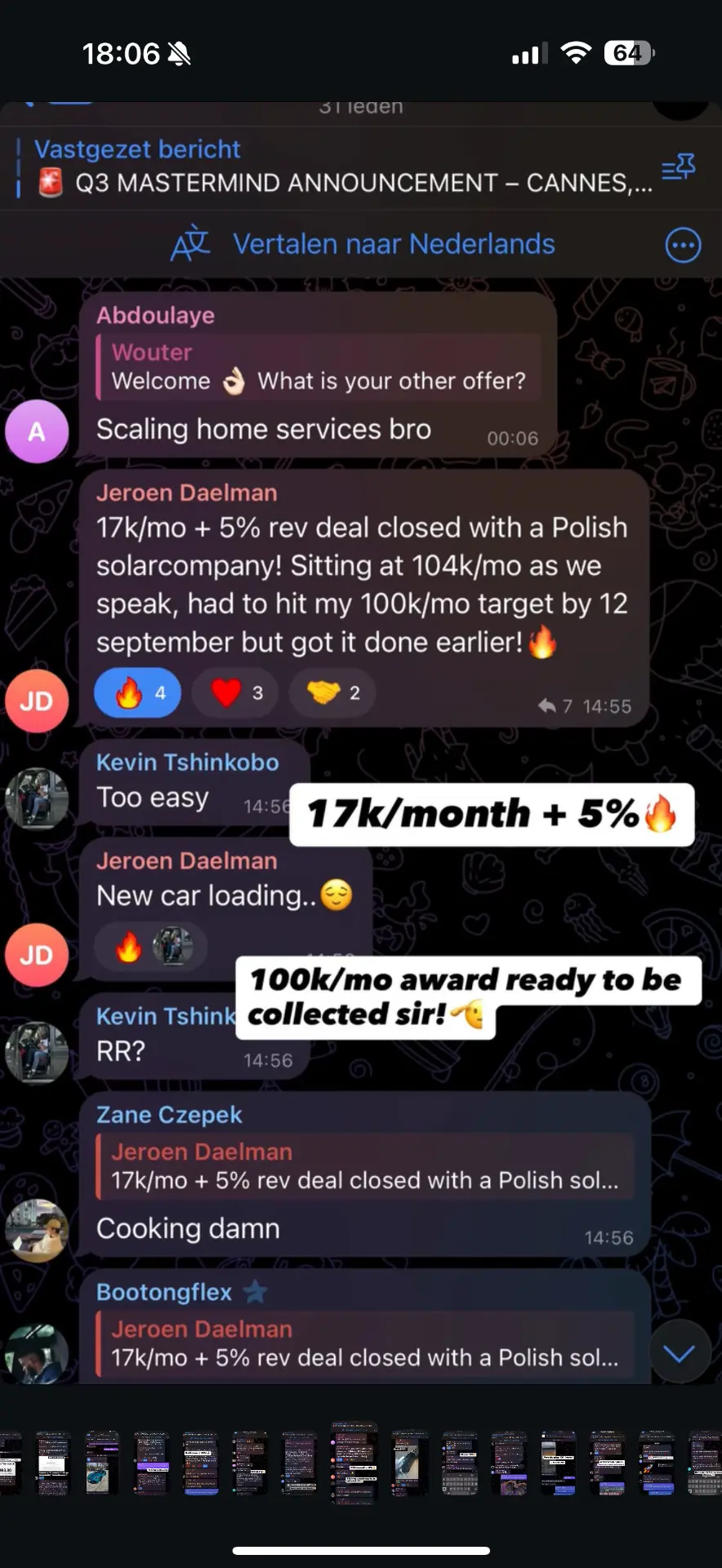Student result — 17k/month + 5% rev share, 104k/mo