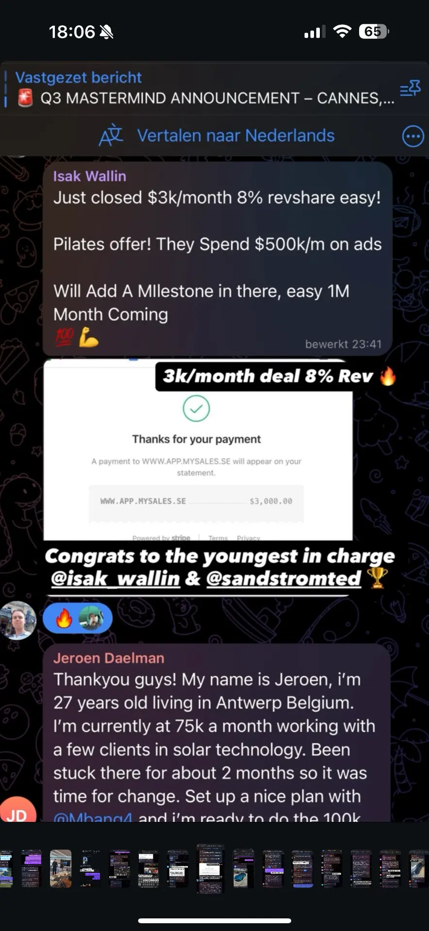Student result — $3k/month deal with 8% rev share